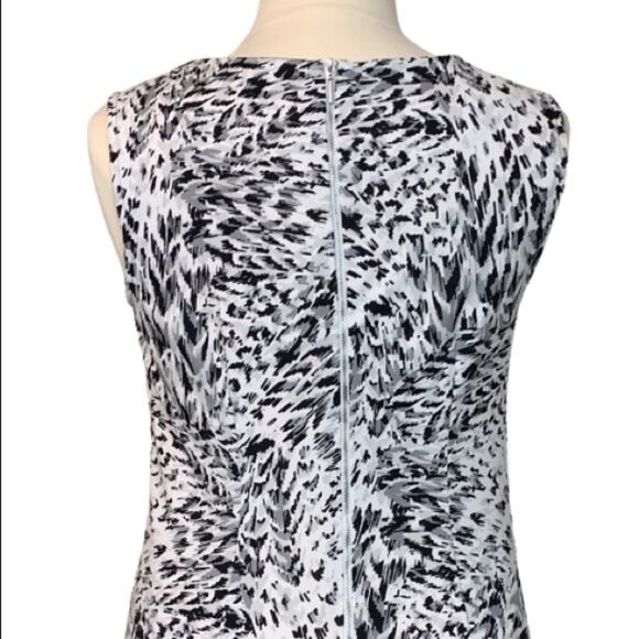 Worthington Women's Dress Sleeveless High Neck White Gray Print Sheath Large - Picture 8 of 11